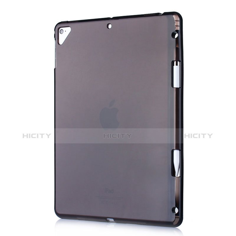 Silikon Schutzhülle Ultra Dünn Tasche Durchsichtig Transparent H01 für Apple New iPad 9.7 (2017) Schwarz