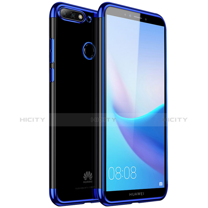 Silikon Schutzhülle Ultra Dünn Tasche Durchsichtig Transparent H01 für Huawei Enjoy 8 Blau