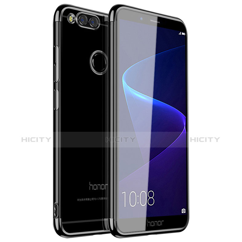 Silikon Schutzhülle Ultra Dünn Tasche Durchsichtig Transparent H01 für Huawei Honor 7X Schwarz