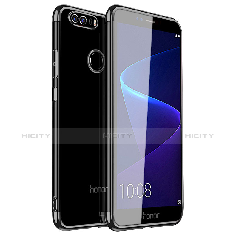 Silikon Schutzhülle Ultra Dünn Tasche Durchsichtig Transparent H01 für Huawei Honor 8 Schwarz