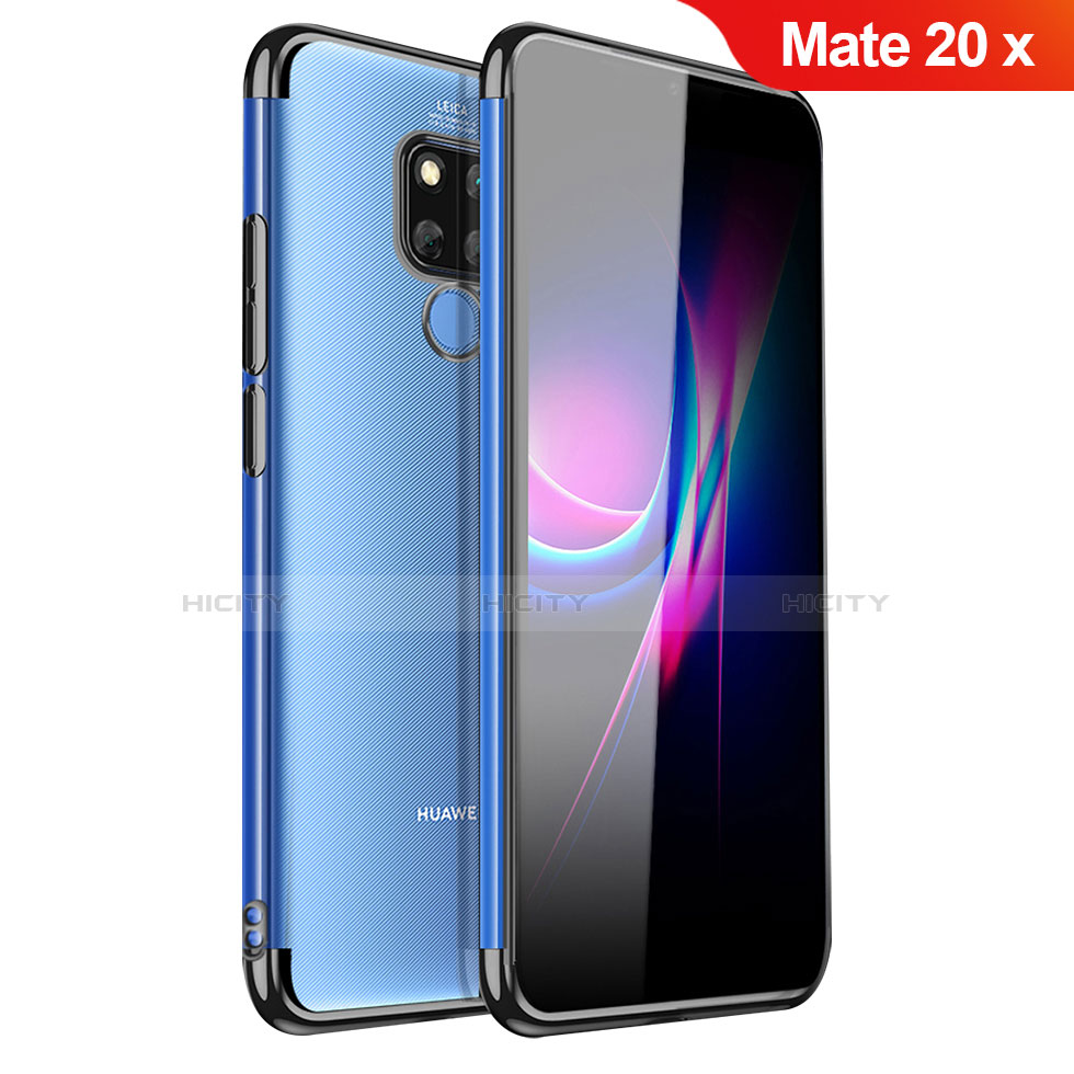 Silikon Schutzhülle Ultra Dünn Tasche Durchsichtig Transparent H01 für Huawei Mate 20 X Schwarz