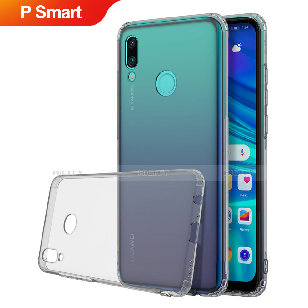 Silikon Schutzhülle Ultra Dünn Tasche Durchsichtig Transparent H01 für Huawei P Smart (2019) Grau Plus