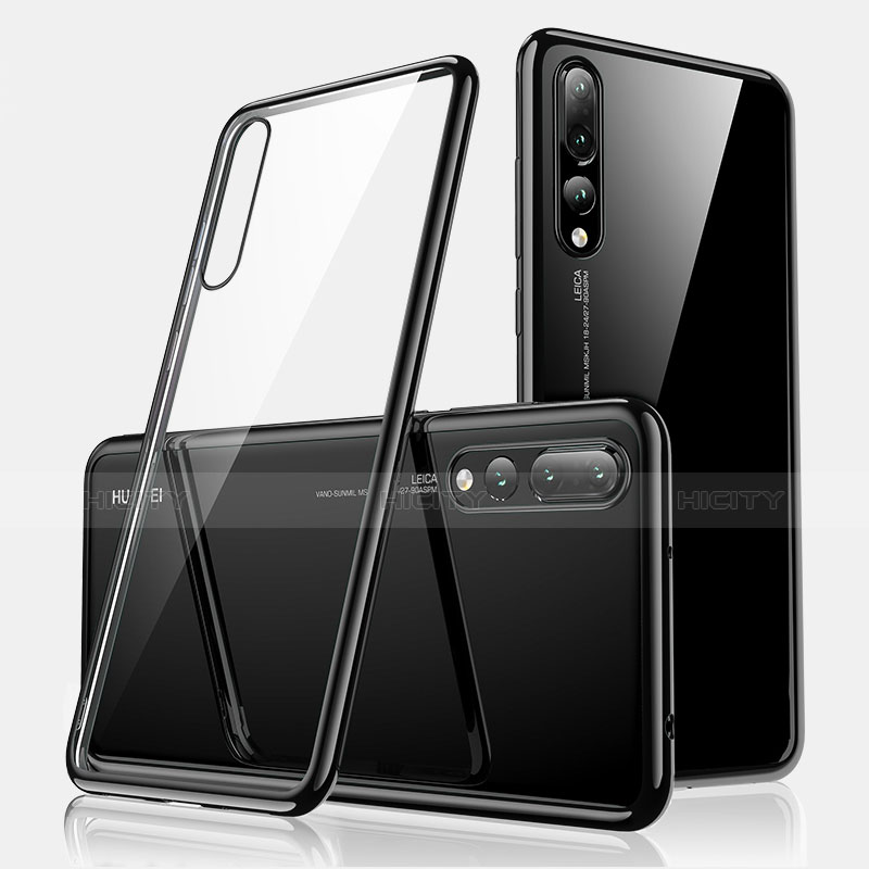 Silikon Schutzhülle Ultra Dünn Tasche Durchsichtig Transparent H01 für Huawei P20 Pro Schwarz