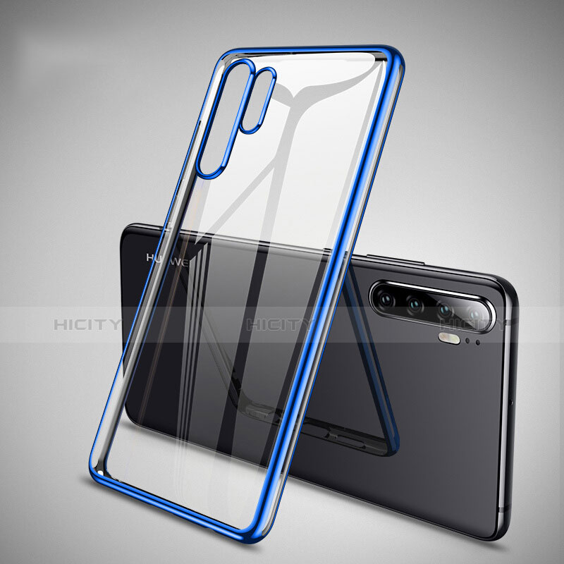 Silikon Schutzhülle Ultra Dünn Tasche Durchsichtig Transparent H01 für Huawei P30 Pro Blau Plus