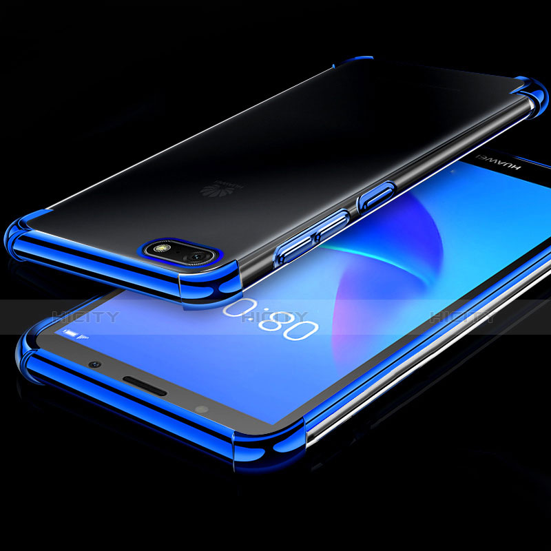 Silikon Schutzhülle Ultra Dünn Tasche Durchsichtig Transparent H01 für Huawei Y5 Prime (2018) Blau