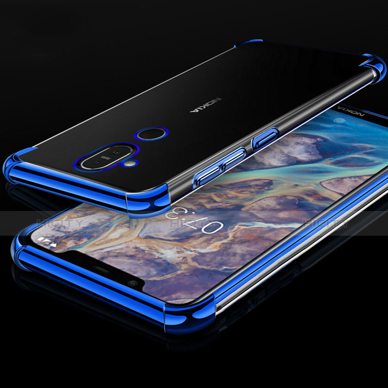 Silikon Schutzhülle Ultra Dünn Tasche Durchsichtig Transparent H01 für Nokia X7 Blau