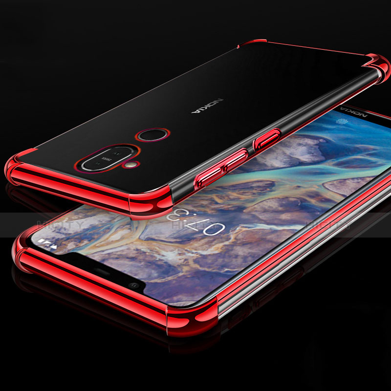 Silikon Schutzhülle Ultra Dünn Tasche Durchsichtig Transparent H01 für Nokia X7 Rot