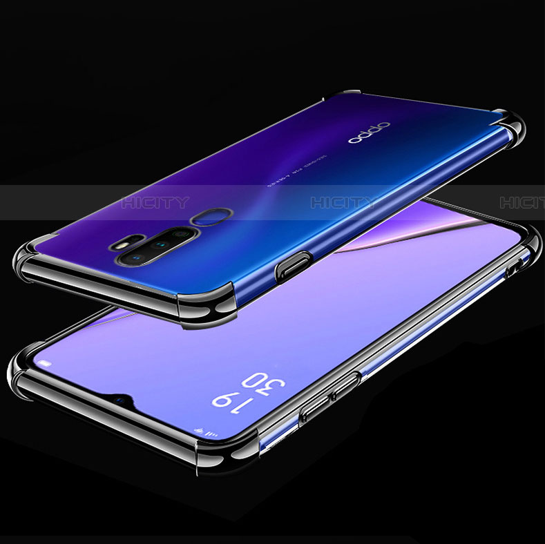 Silikon Schutzhülle Ultra Dünn Tasche Durchsichtig Transparent H01 für Oppo A5 (2020) Schwarz