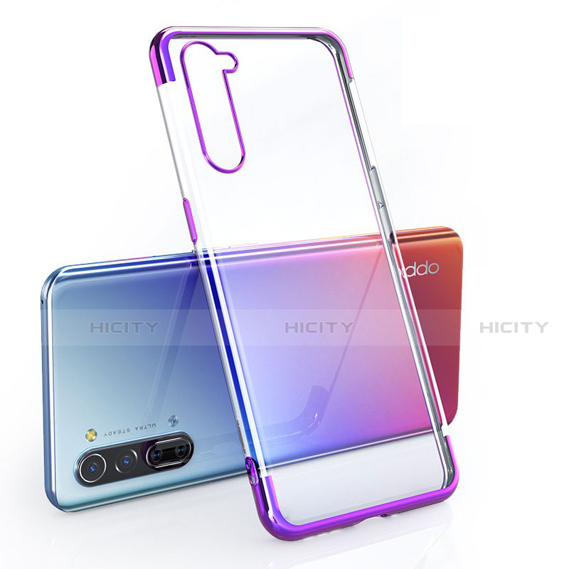 Silikon Schutzhülle Ultra Dünn Tasche Durchsichtig Transparent H01 für Oppo F15 Violett