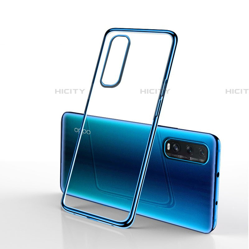 Silikon Schutzhülle Ultra Dünn Tasche Durchsichtig Transparent H01 für Oppo Find X2 Blau Plus