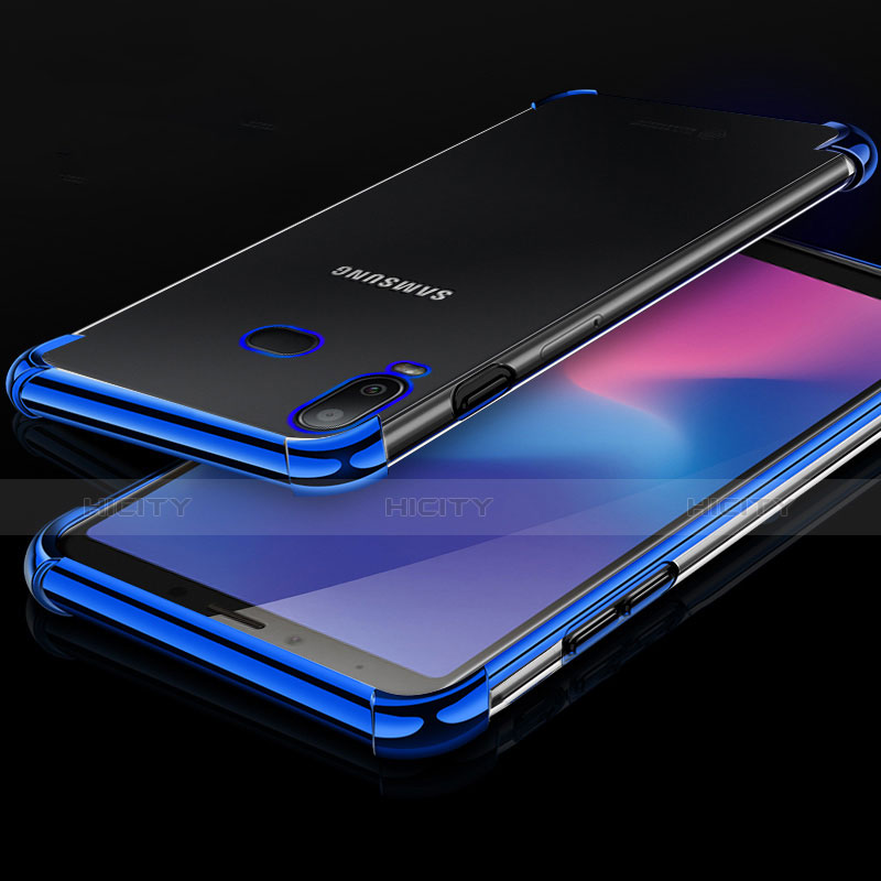 Silikon Schutzhülle Ultra Dünn Tasche Durchsichtig Transparent H01 für Samsung Galaxy A6s Blau