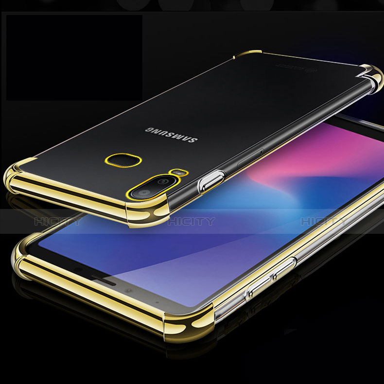 Silikon Schutzhülle Ultra Dünn Tasche Durchsichtig Transparent H01 für Samsung Galaxy A6s Gold