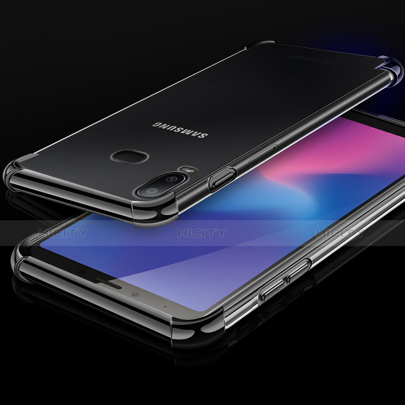 Silikon Schutzhülle Ultra Dünn Tasche Durchsichtig Transparent H01 für Samsung Galaxy A6s Schwarz