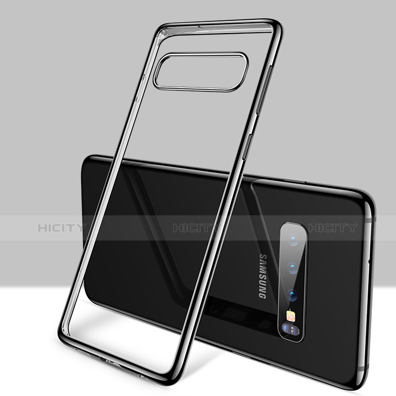 Silikon Schutzhülle Ultra Dünn Tasche Durchsichtig Transparent H01 für Samsung Galaxy S10 Plus Schwarz Plus