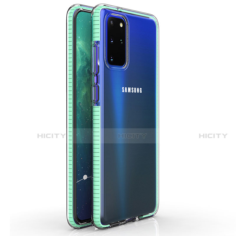 Silikon Schutzhülle Ultra Dünn Tasche Durchsichtig Transparent H01 für Samsung Galaxy S20 Plus 5G Cyan