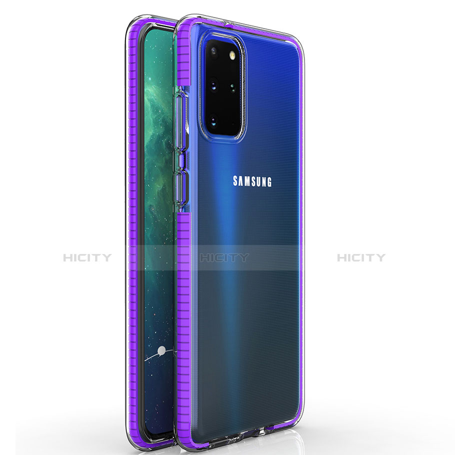 Silikon Schutzhülle Ultra Dünn Tasche Durchsichtig Transparent H01 für Samsung Galaxy S20 Plus 5G Violett