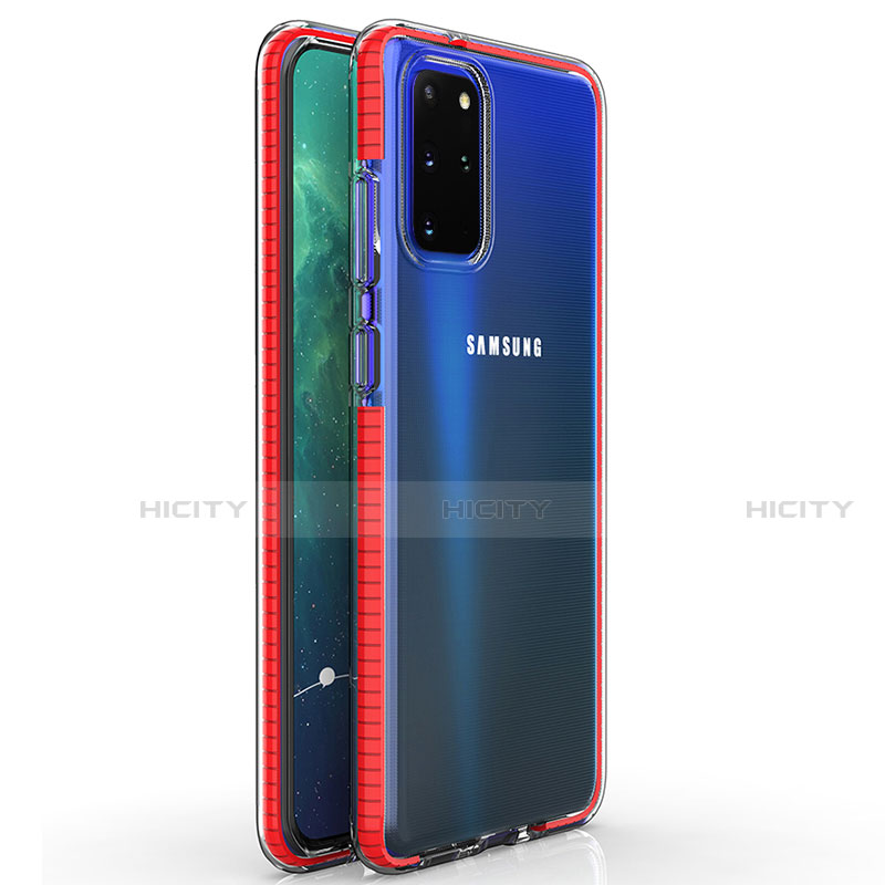 Silikon Schutzhülle Ultra Dünn Tasche Durchsichtig Transparent H01 für Samsung Galaxy S20 Plus Rot Plus