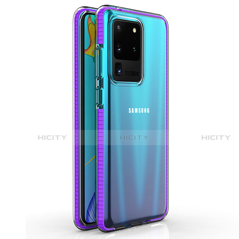 Silikon Schutzhülle Ultra Dünn Tasche Durchsichtig Transparent H01 für Samsung Galaxy S20 Ultra Violett Plus