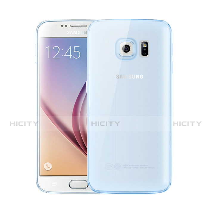 Silikon Schutzhülle Ultra Dünn Tasche Durchsichtig Transparent H01 für Samsung Galaxy S6 Duos SM-G920F G9200 Blau