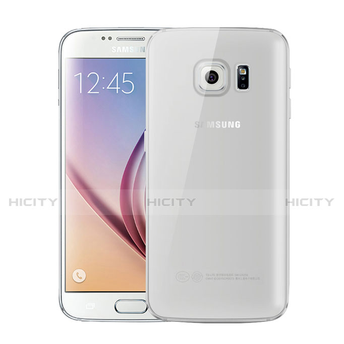 Silikon Schutzhülle Ultra Dünn Tasche Durchsichtig Transparent H01 für Samsung Galaxy S6 Duos SM-G920F G9200 Grau