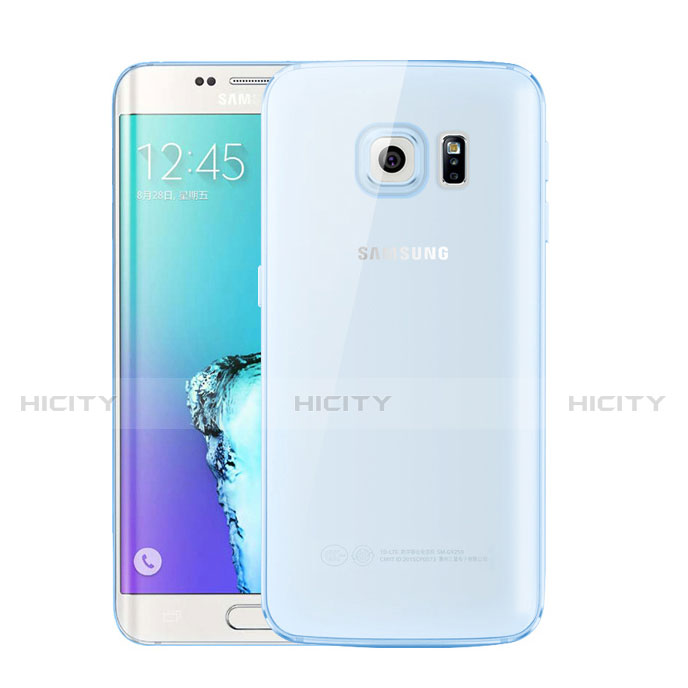 Silikon Schutzhülle Ultra Dünn Tasche Durchsichtig Transparent H01 für Samsung Galaxy S6 Edge+ Plus SM-G928F Blau Plus