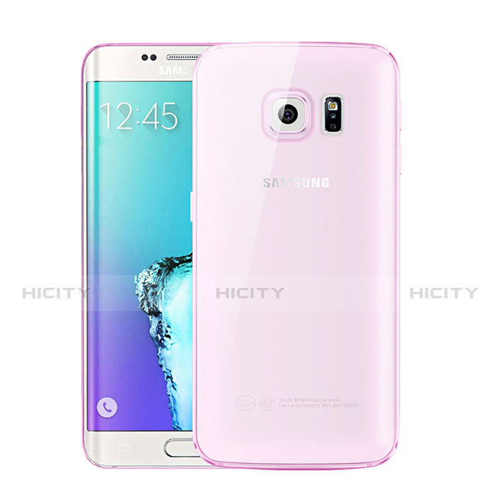 Silikon Schutzhülle Ultra Dünn Tasche Durchsichtig Transparent H01 für Samsung Galaxy S6 Edge+ Plus SM-G928F Rosa