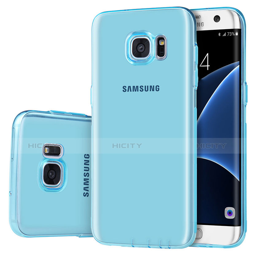 Silikon Schutzhülle Ultra Dünn Tasche Durchsichtig Transparent H01 für Samsung Galaxy S7 Edge G935F Blau