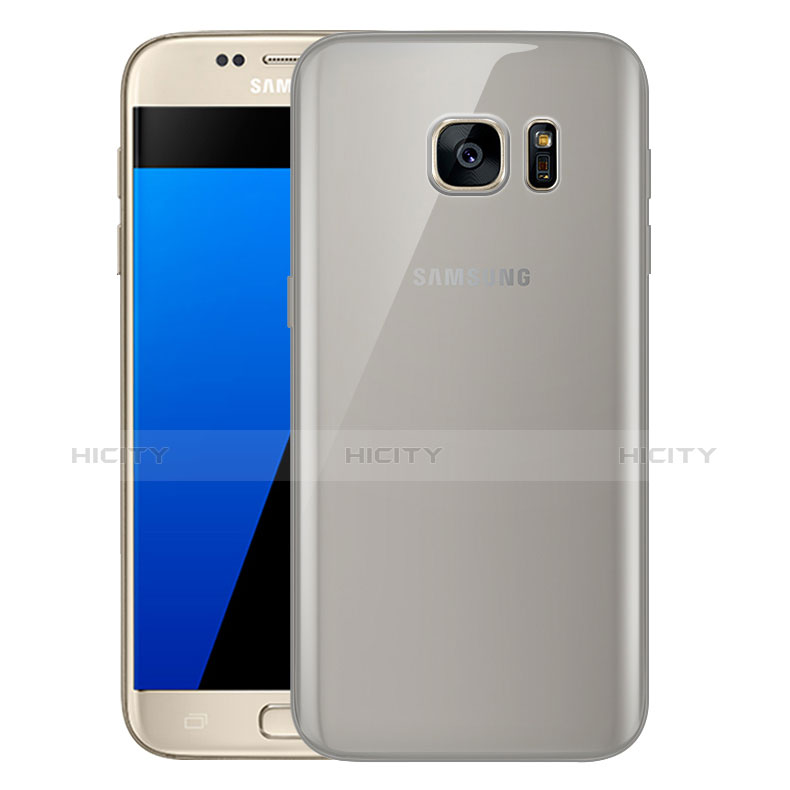 Silikon Schutzhülle Ultra Dünn Tasche Durchsichtig Transparent H01 für Samsung Galaxy S7 G930F G930FD Grau