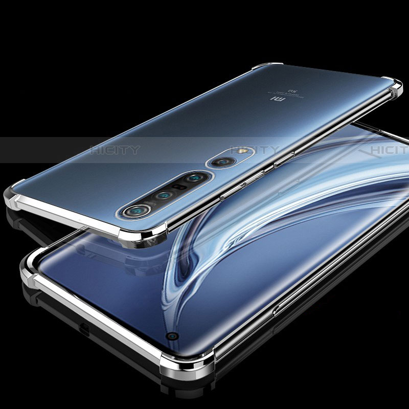 Silikon Schutzhülle Ultra Dünn Tasche Durchsichtig Transparent H01 für Xiaomi Mi 10 Pro Silber