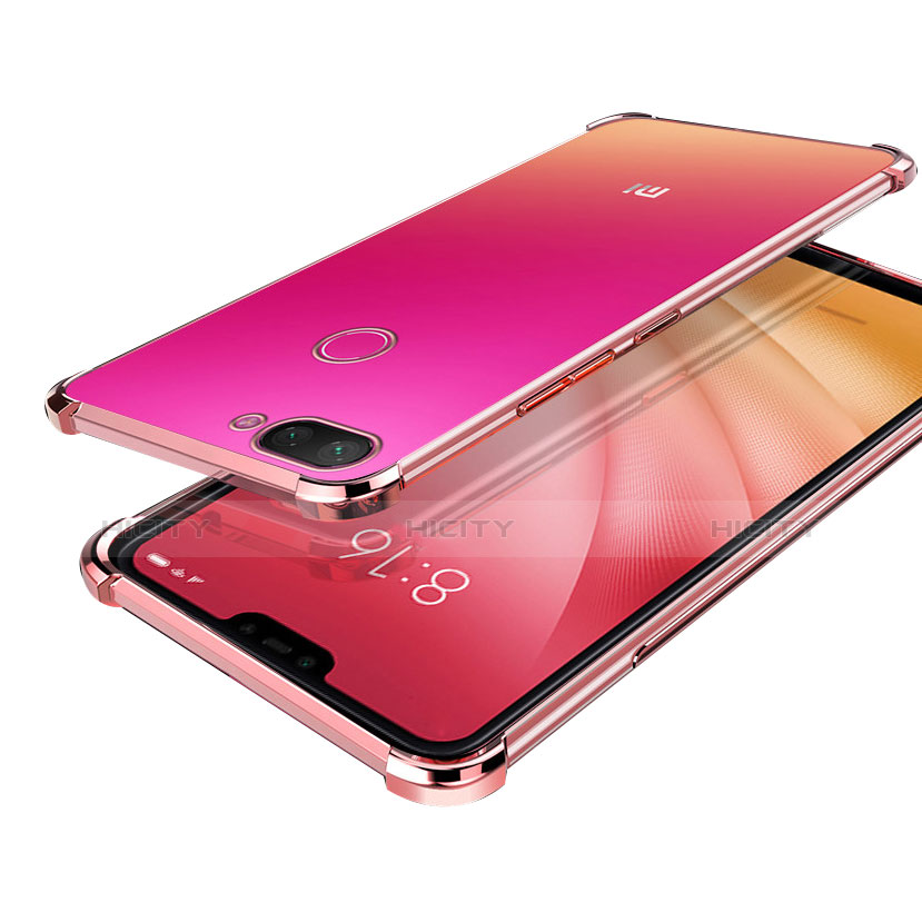 Silikon Schutzhülle Ultra Dünn Tasche Durchsichtig Transparent H01 für Xiaomi Mi 8 Lite Rosegold Plus