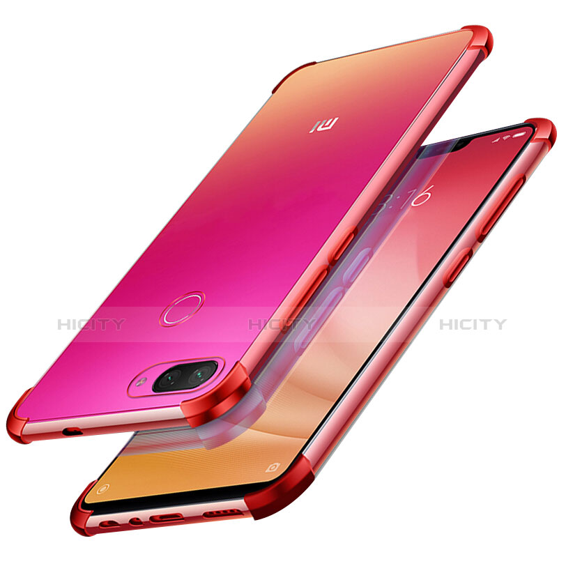 Silikon Schutzhülle Ultra Dünn Tasche Durchsichtig Transparent H01 für Xiaomi Mi 8 Lite Rot Plus