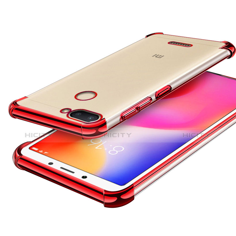 Silikon Schutzhülle Ultra Dünn Tasche Durchsichtig Transparent H01 für Xiaomi Redmi 6 Rot Plus