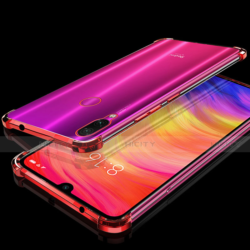 Silikon Schutzhülle Ultra Dünn Tasche Durchsichtig Transparent H01 für Xiaomi Redmi Note 7 Pro Rot