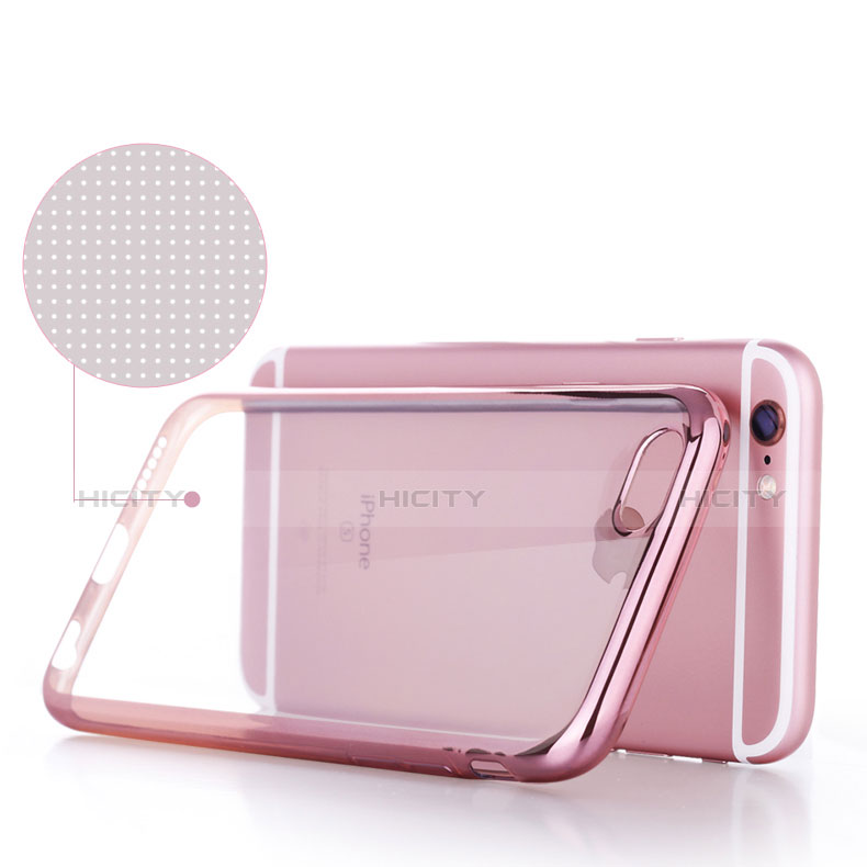 Silikon Schutzhülle Ultra Dünn Tasche Durchsichtig Transparent H02 für Apple iPhone 6 Rosegold groß