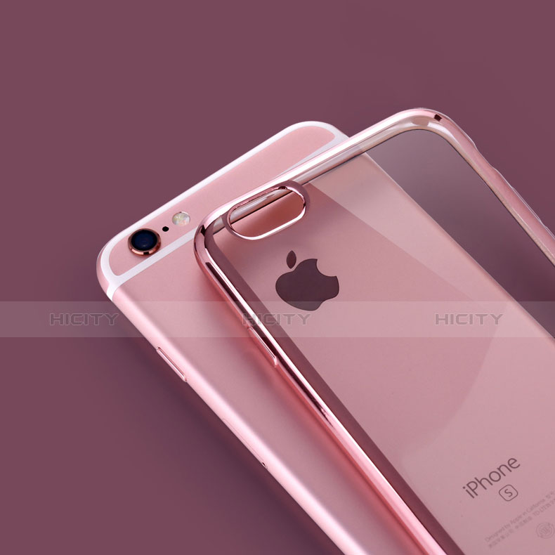 Silikon Schutzhülle Ultra Dünn Tasche Durchsichtig Transparent H02 für Apple iPhone 6 Rosegold groß