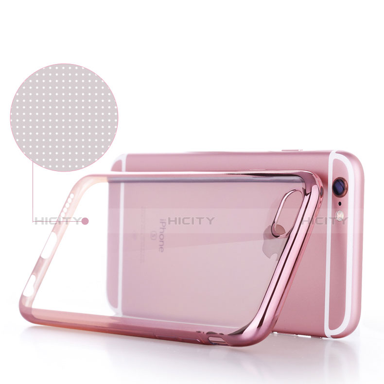 Silikon Schutzhülle Ultra Dünn Tasche Durchsichtig Transparent H02 für Apple iPhone 6S Rosegold groß