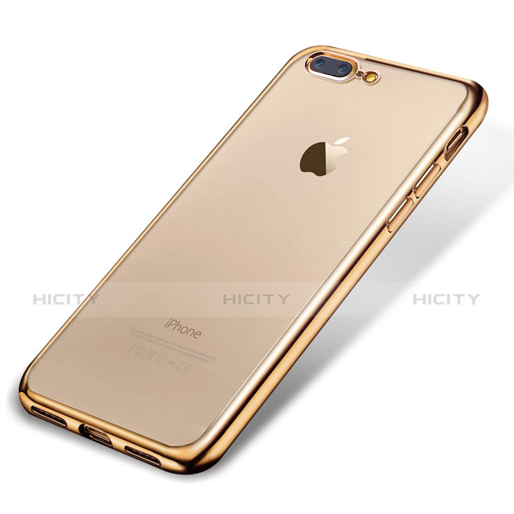 Silikon Schutzhülle Ultra Dünn Tasche Durchsichtig Transparent H02 für Apple iPhone 7 Plus Gold Plus