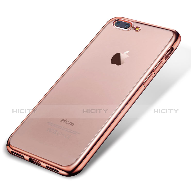 Silikon Schutzhülle Ultra Dünn Tasche Durchsichtig Transparent H02 für Apple iPhone 7 Plus Rosegold