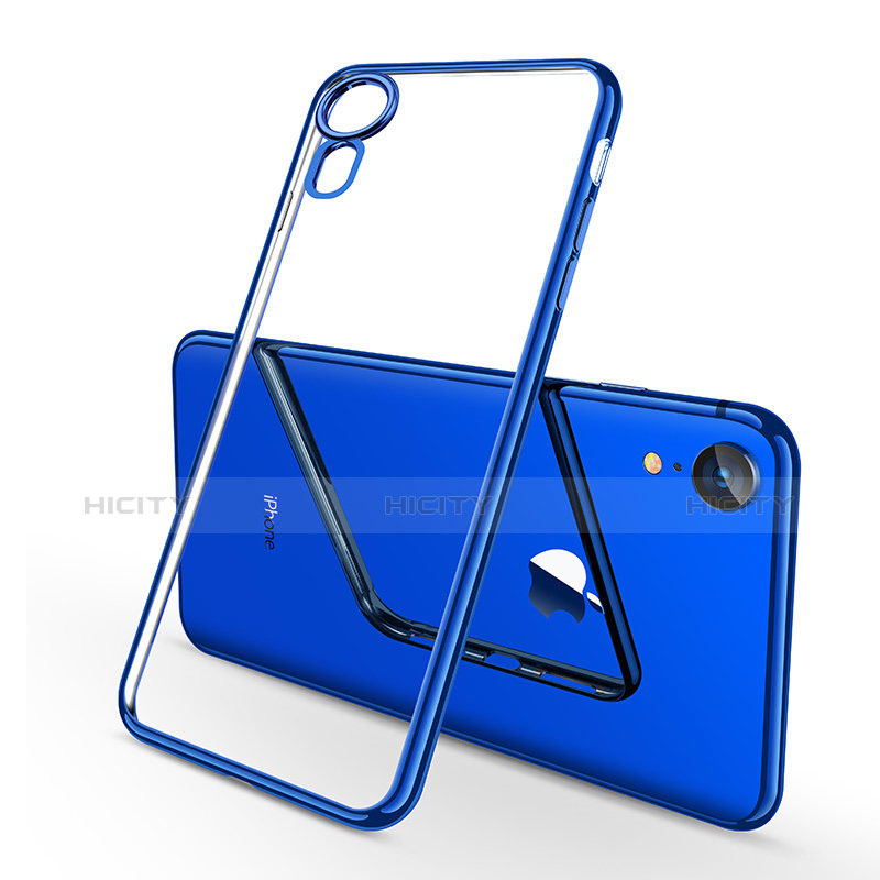 Silikon Schutzhülle Ultra Dünn Tasche Durchsichtig Transparent H02 für Apple iPhone XR Blau