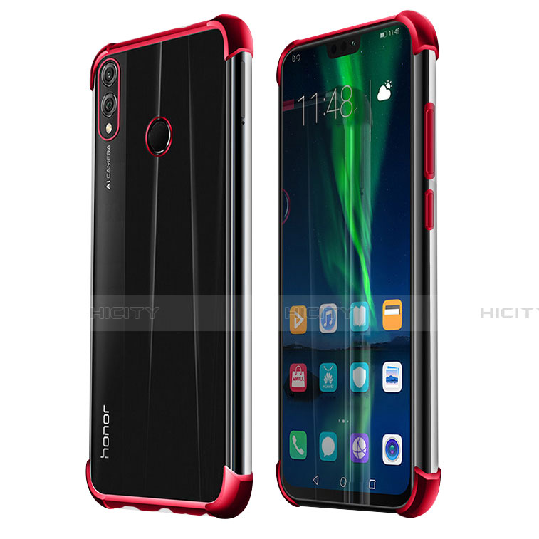 Silikon Schutzhülle Ultra Dünn Tasche Durchsichtig Transparent H02 für Huawei Honor V10 Lite Rot Plus