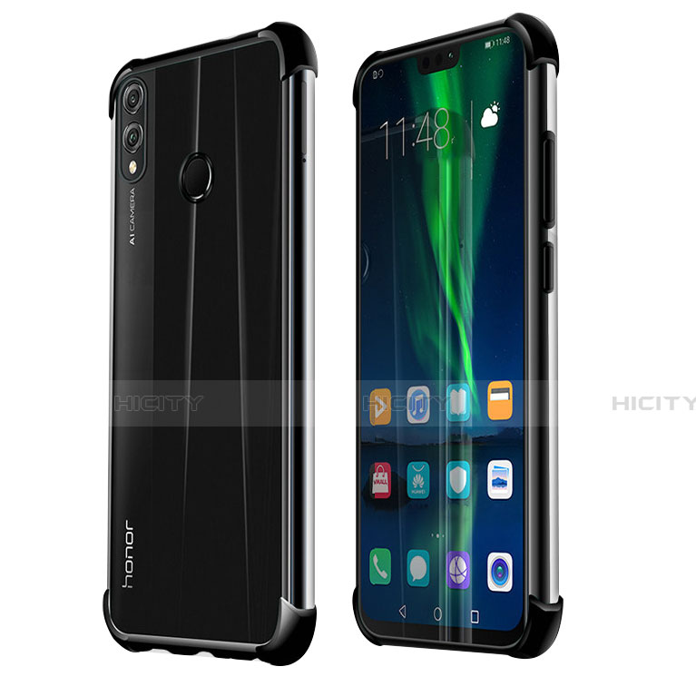 Silikon Schutzhülle Ultra Dünn Tasche Durchsichtig Transparent H02 für Huawei Honor V10 Lite Schwarz