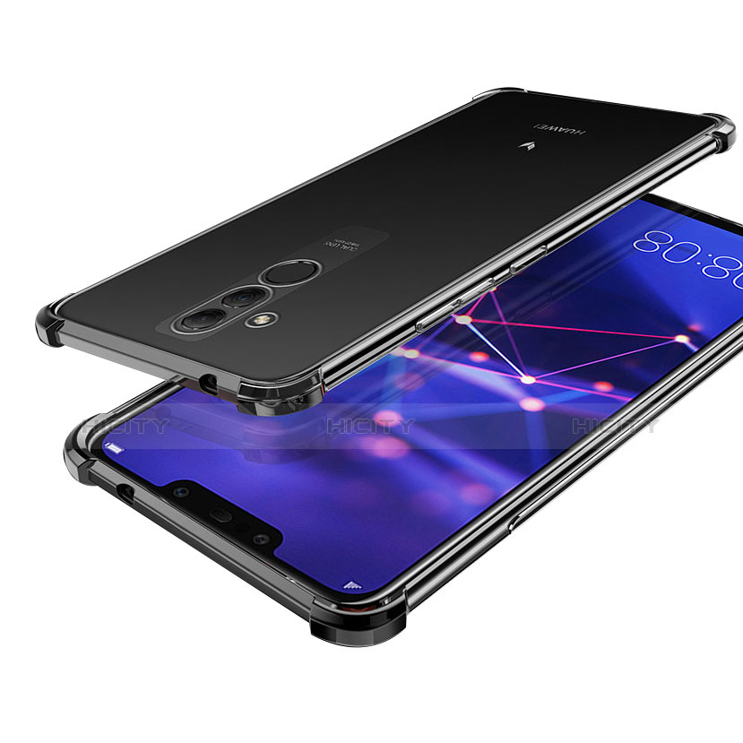 Silikon Schutzhülle Ultra Dünn Tasche Durchsichtig Transparent H02 für Huawei Mate 20 Lite Schwarz