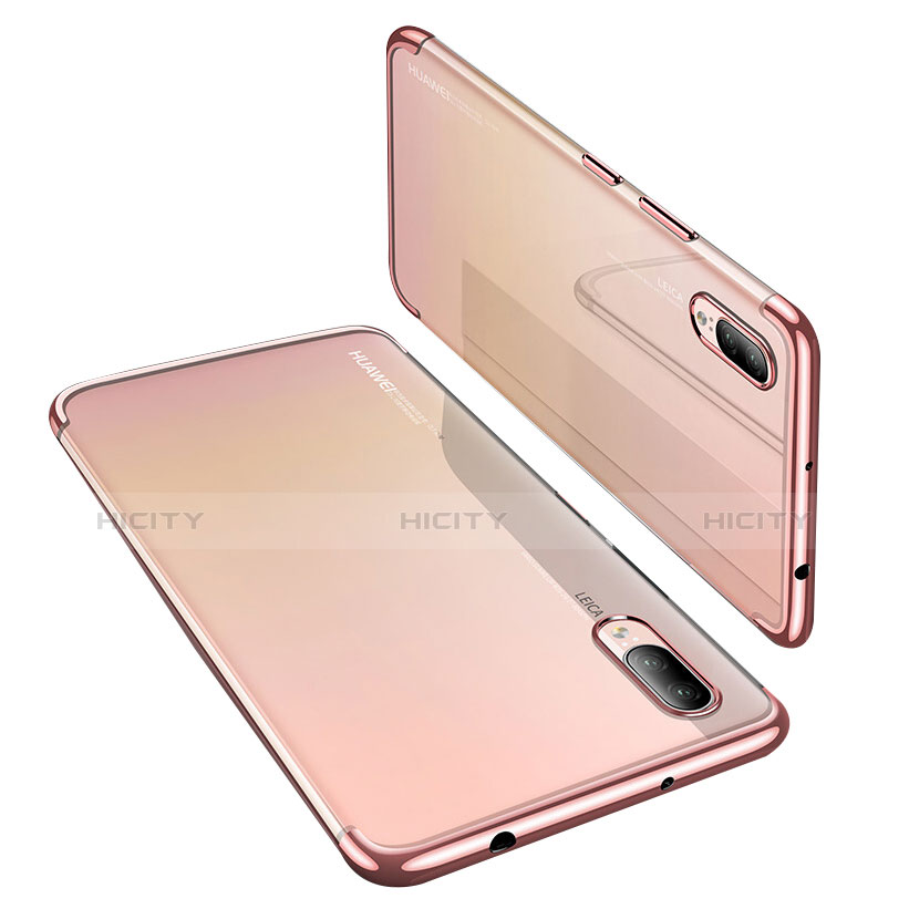 Silikon Schutzhülle Ultra Dünn Tasche Durchsichtig Transparent H02 für Huawei P20 Rosegold Plus