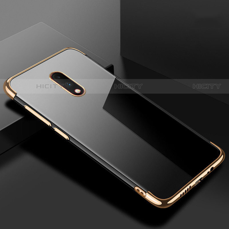 Silikon Schutzhülle Ultra Dünn Tasche Durchsichtig Transparent H02 für OnePlus 7 Gold