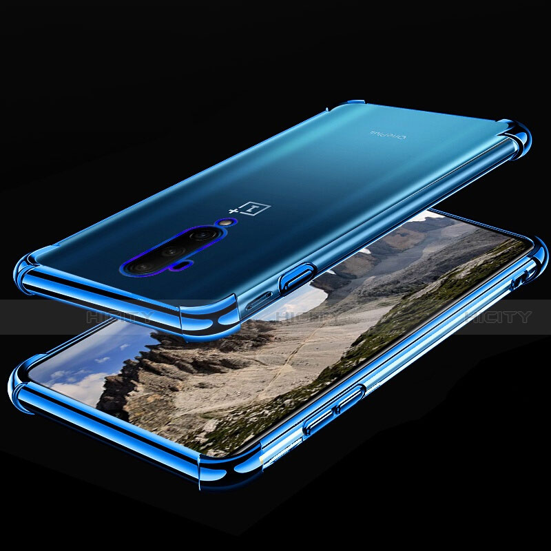 Silikon Schutzhülle Ultra Dünn Tasche Durchsichtig Transparent H02 für OnePlus 7T Pro 5G Blau