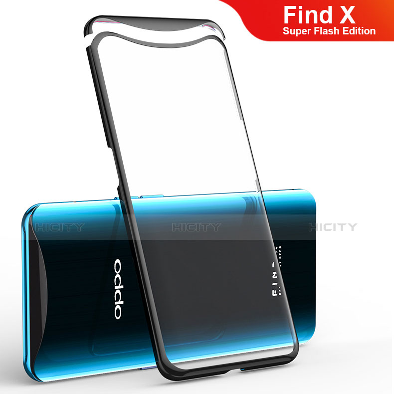 Silikon Schutzhülle Ultra Dünn Tasche Durchsichtig Transparent H02 für Oppo Find X Super Flash Edition Schwarz