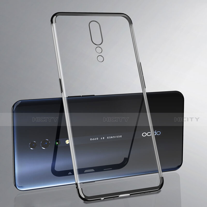 Silikon Schutzhülle Ultra Dünn Tasche Durchsichtig Transparent H02 für Oppo Reno Z Schwarz