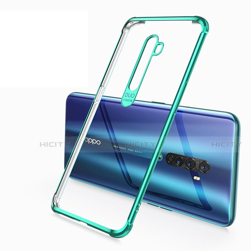 Silikon Schutzhülle Ultra Dünn Tasche Durchsichtig Transparent H02 für Oppo Reno2 Grün