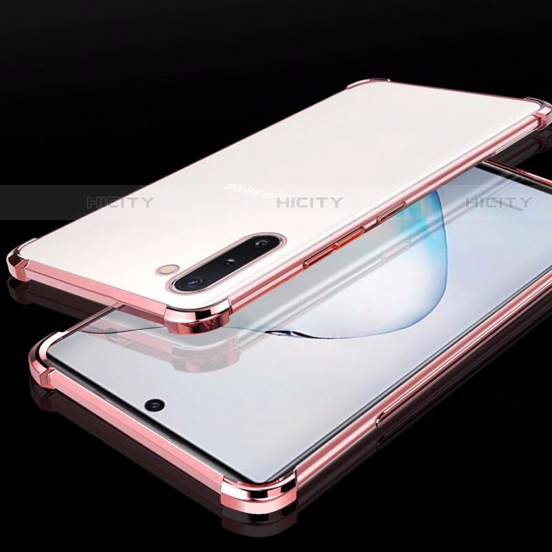 Silikon Schutzhülle Ultra Dünn Tasche Durchsichtig Transparent H02 für Samsung Galaxy Note 10 5G Rosegold Plus