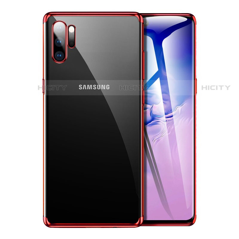 Silikon Schutzhülle Ultra Dünn Tasche Durchsichtig Transparent H02 für Samsung Galaxy Note 10 Plus Rot